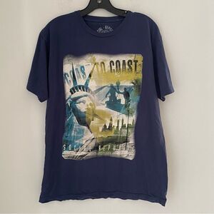 Social Republic Coast to Coast Men’s Crew Neck Graphic T-shirt Indigo Large